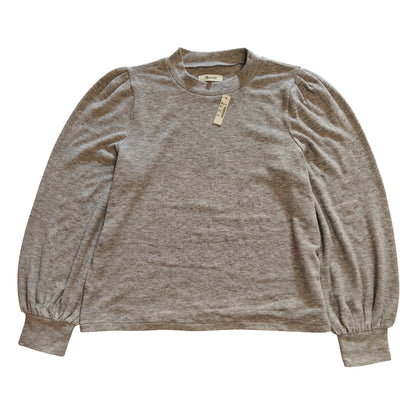 Heather Gray Puff Sleeve Long Sleeve Sweater