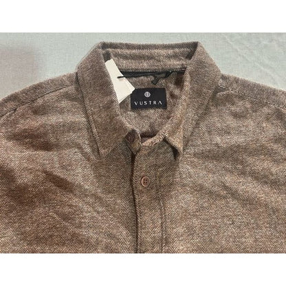 Brown Herringbone Button-Up Shirt
