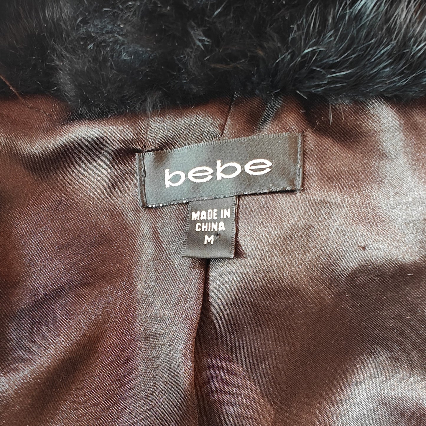 Black Belted Puffer Jacket with Rabbit Fur Collar