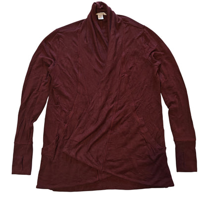 Burgundy Open Front Cardigan