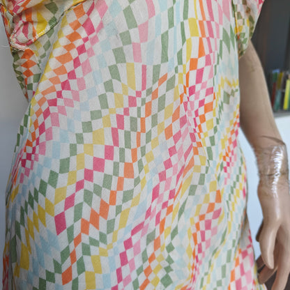 Rainbow Silk Halter Midi Dress