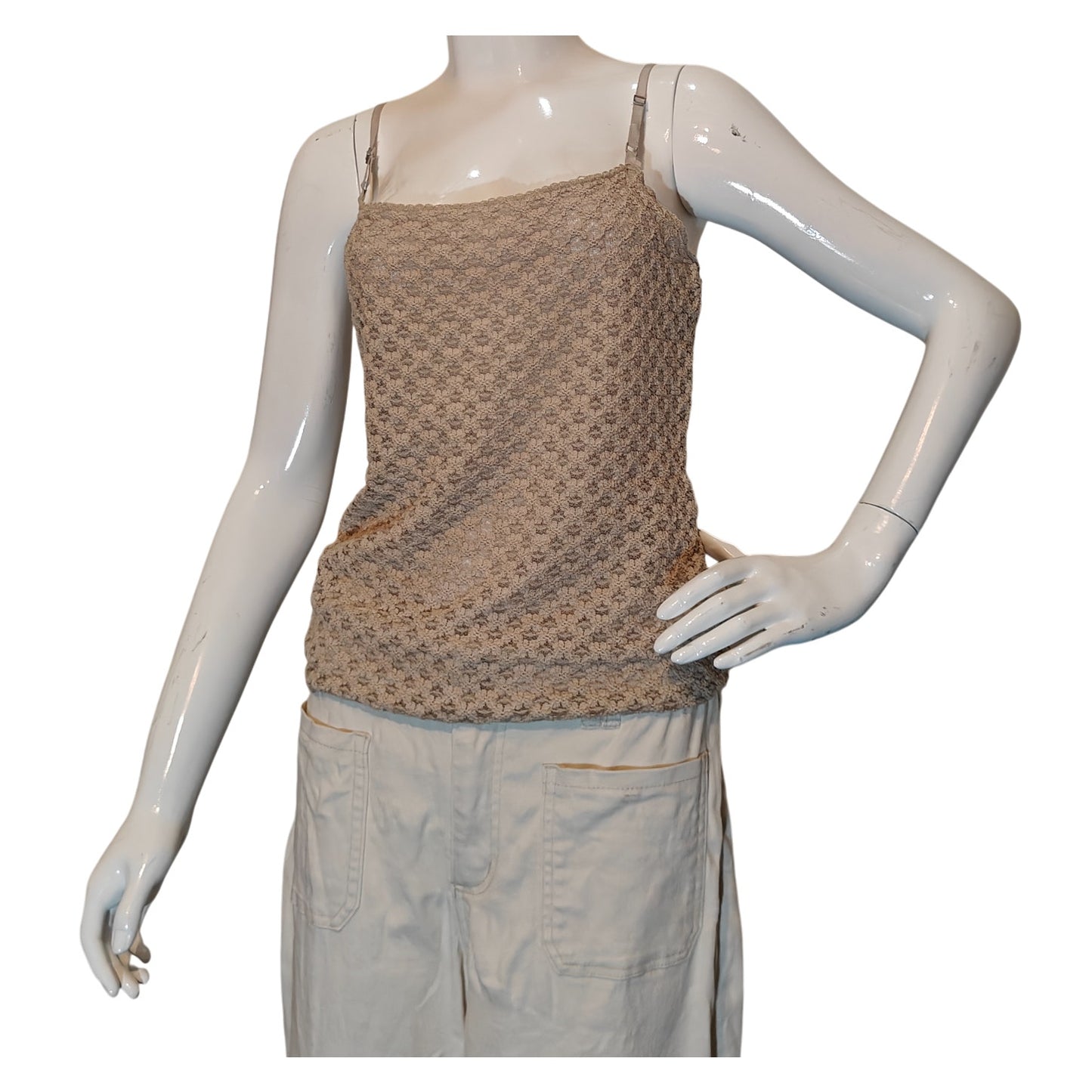 Beige Textured Stretch Camisole