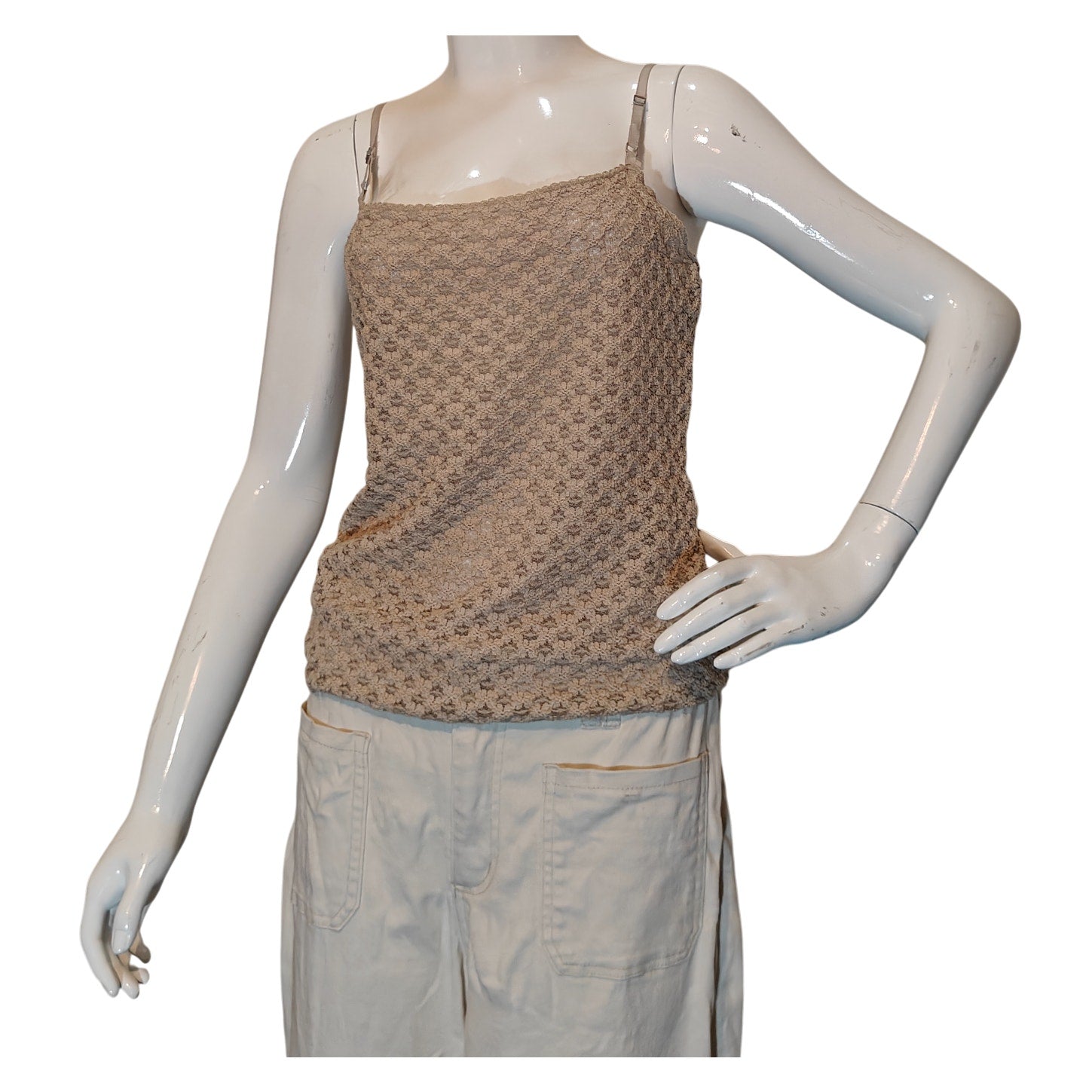 Beige Textured Stretch Camisole