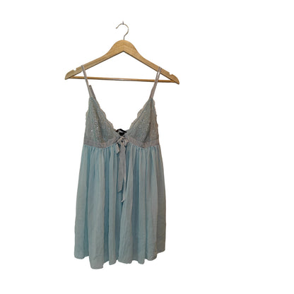 Blue Lace Babydoll Slip Dress Lingerie Size L
