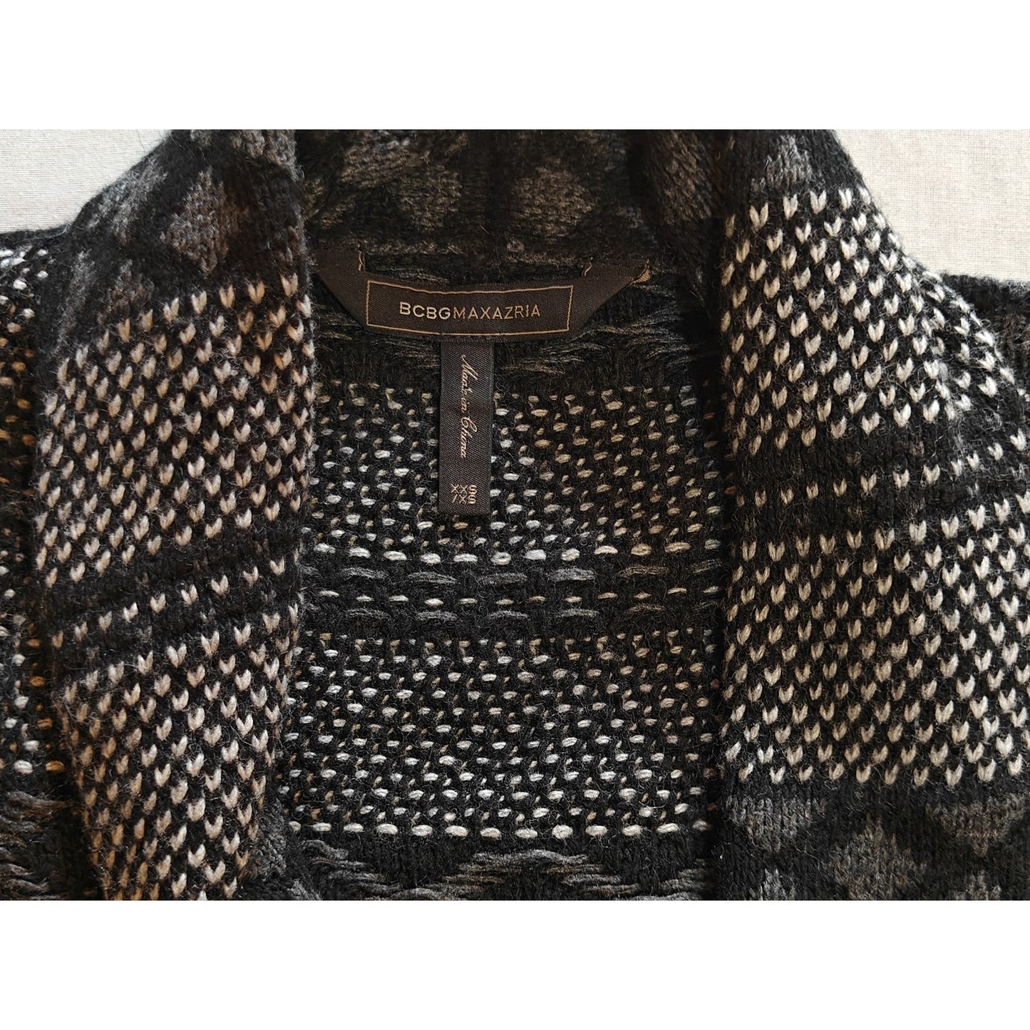 Black and Gray Textured Knit Open Front Coatigan