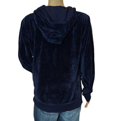 Navy Velour Zip-Up Hoodie