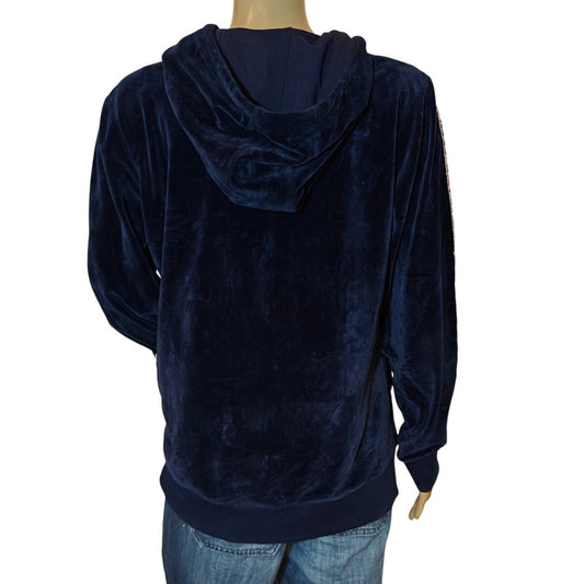 Navy Velour Zip-Up Hoodie