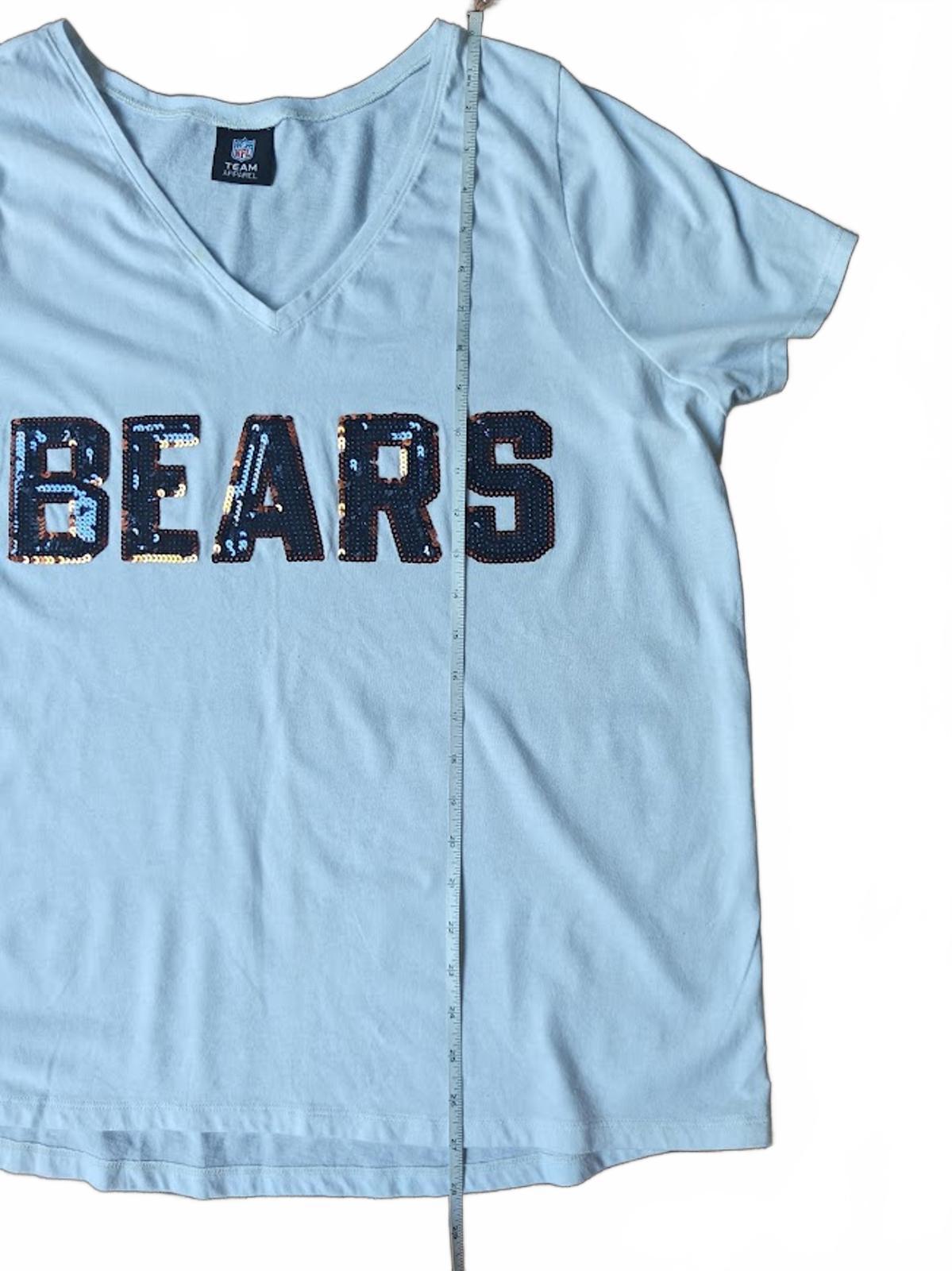 White Sequin Chicago Bears V-Neck Tee
