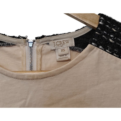 Cream Top With Black Tweed Short Sleeves