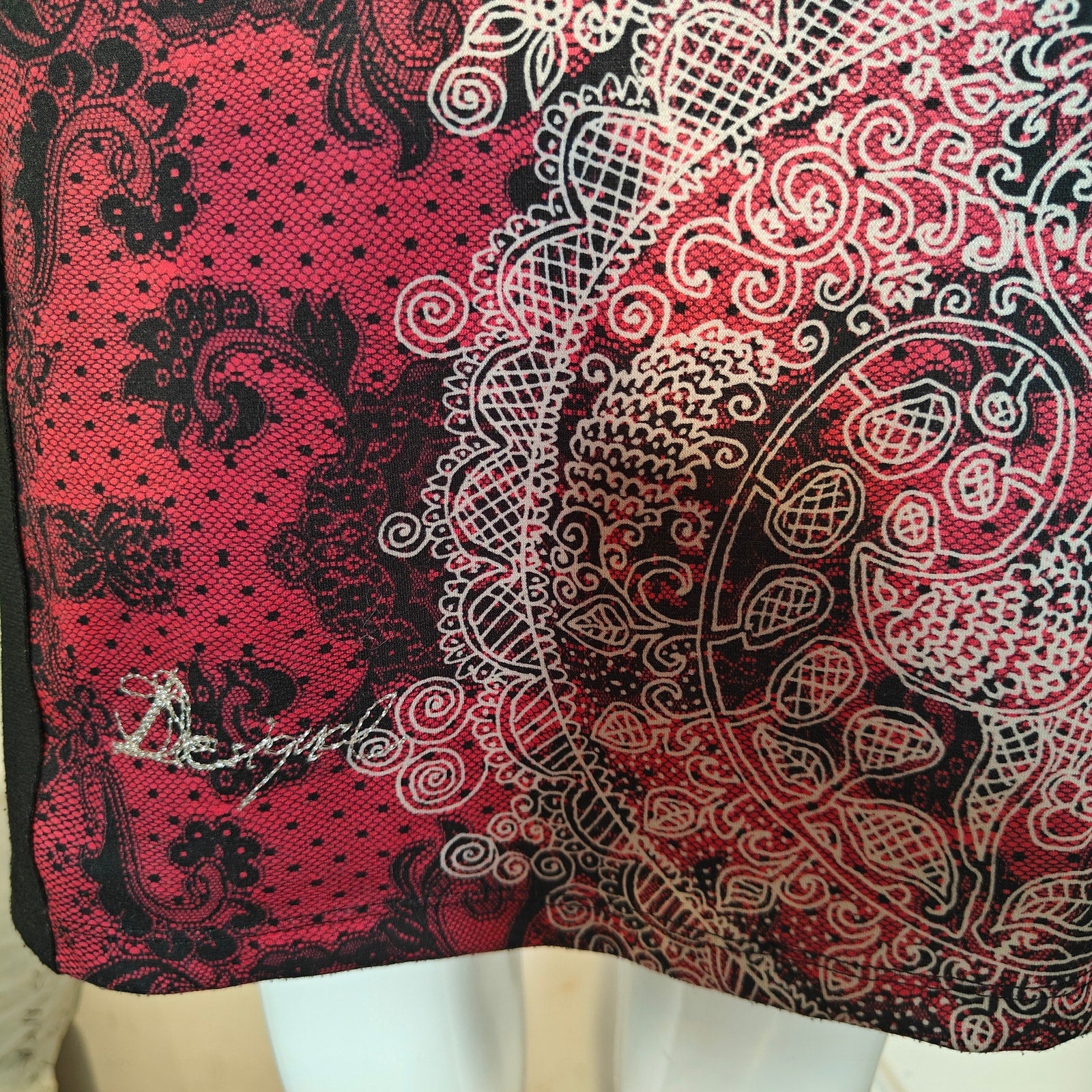 Red and Black Print Shift Dress