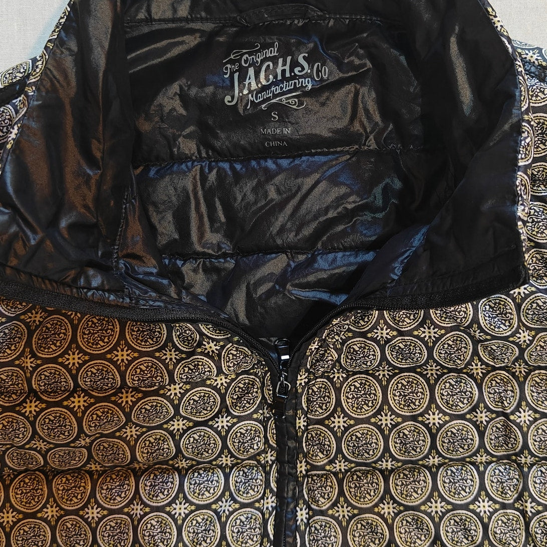 Gray Quilted Geometric Pattern Puffer Vest