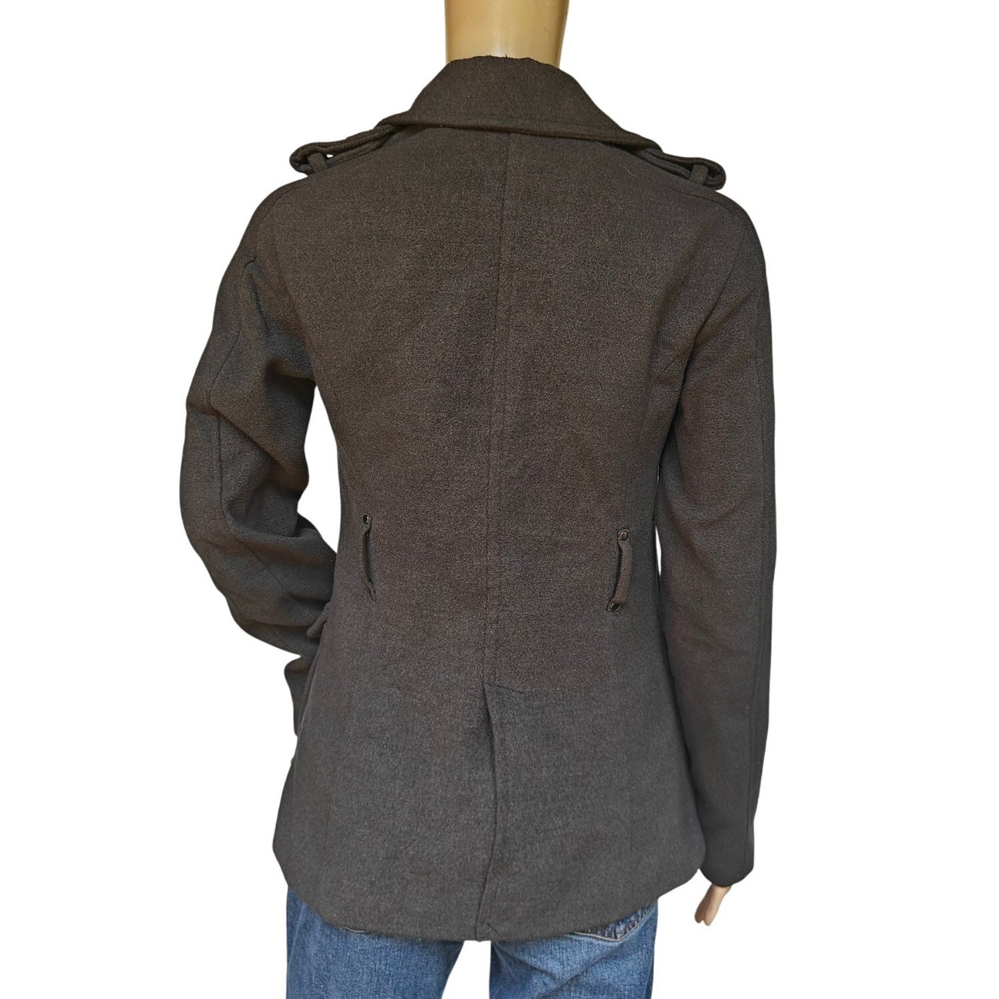 Gray Double-Breasted Peacoat