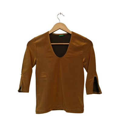 Mustard Scoop Neck 3/4 Sleeve Top