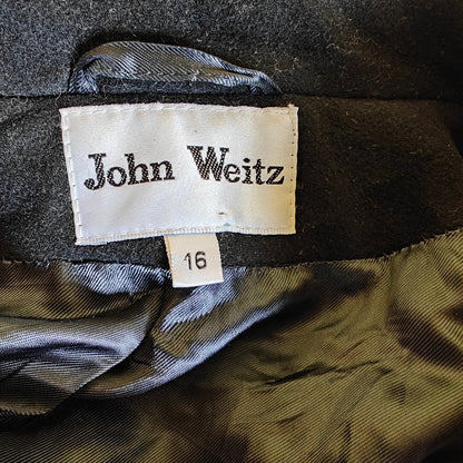 Vintage John Weitz Cashmere & Lambswool Long Black Coat