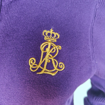 Purple Cotton Zip-Up Cardigan Sweater