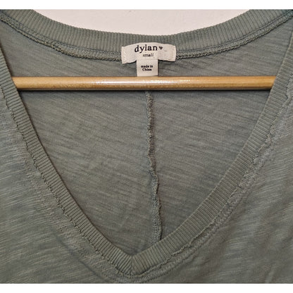 Green Slub V Neck Tank Top