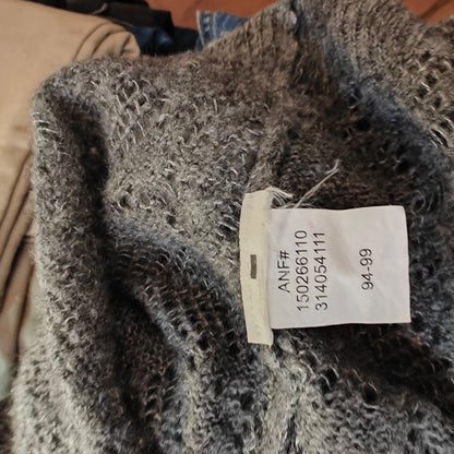 Gray Open Knit Cardigan Sweater