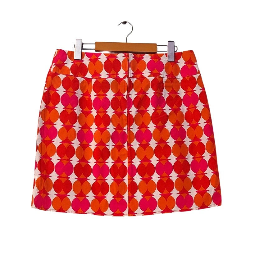 Mod Orange and Pink Geometric Print Mini Skirt