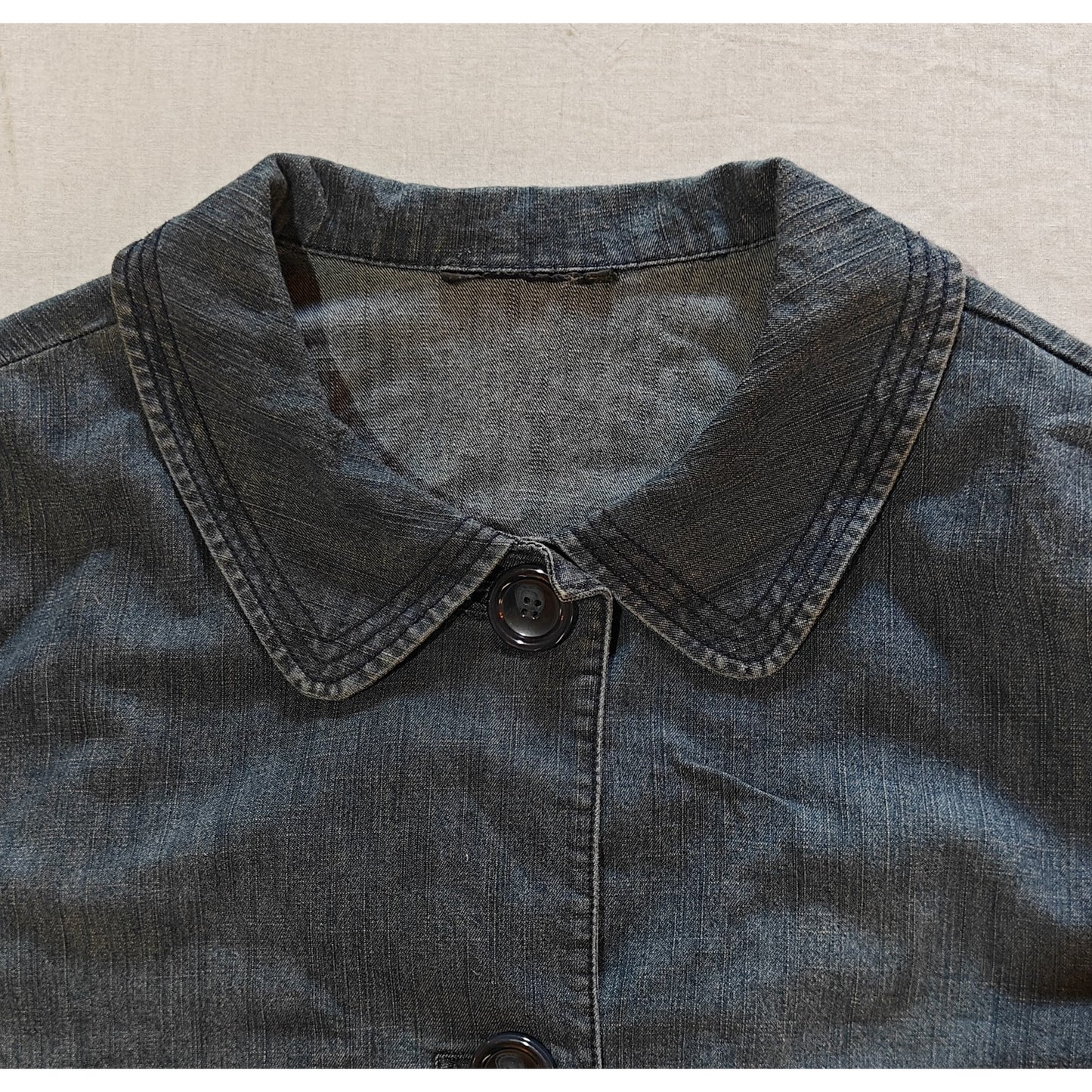 Denim Button Front Cropped Jacket