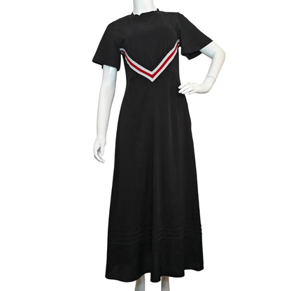 Black Maxi Dress with Red and White Chevron Trim
