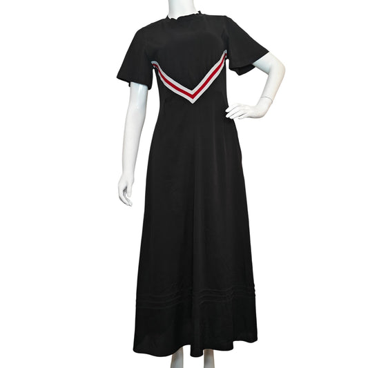 Black Maxi Dress with Red and White Chevron Trim