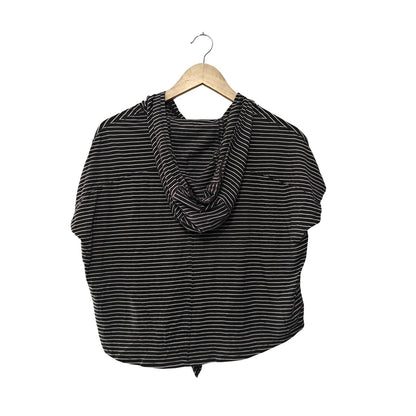Striped Hooded Short Sleeve Top