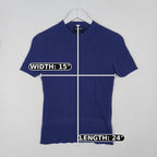 Giorgio Armani Classico Blue Cashmere Ribbed Short Sleeve Sweater IT 42