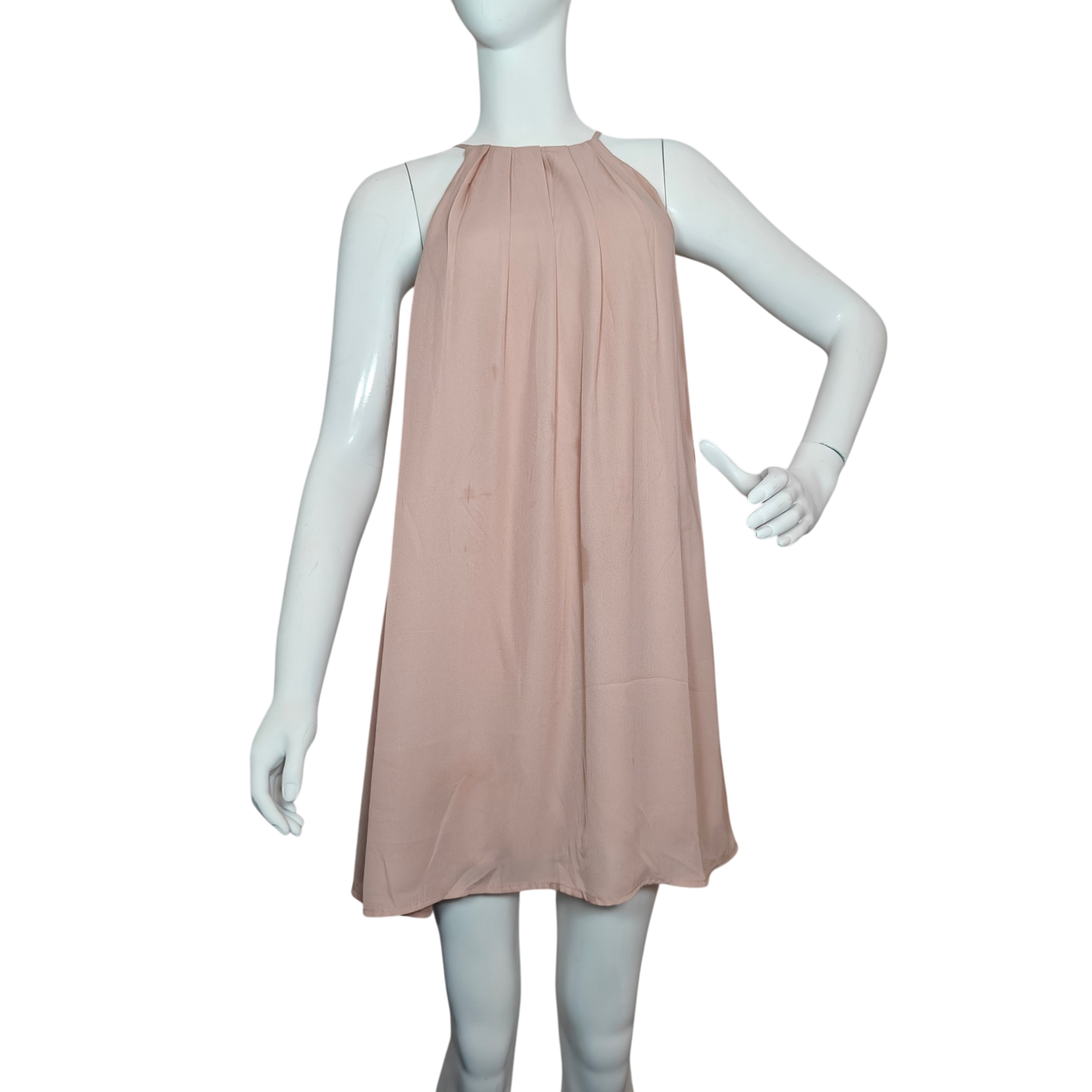 Blush Pink Solid Flowy Sleeveless Mini Dress