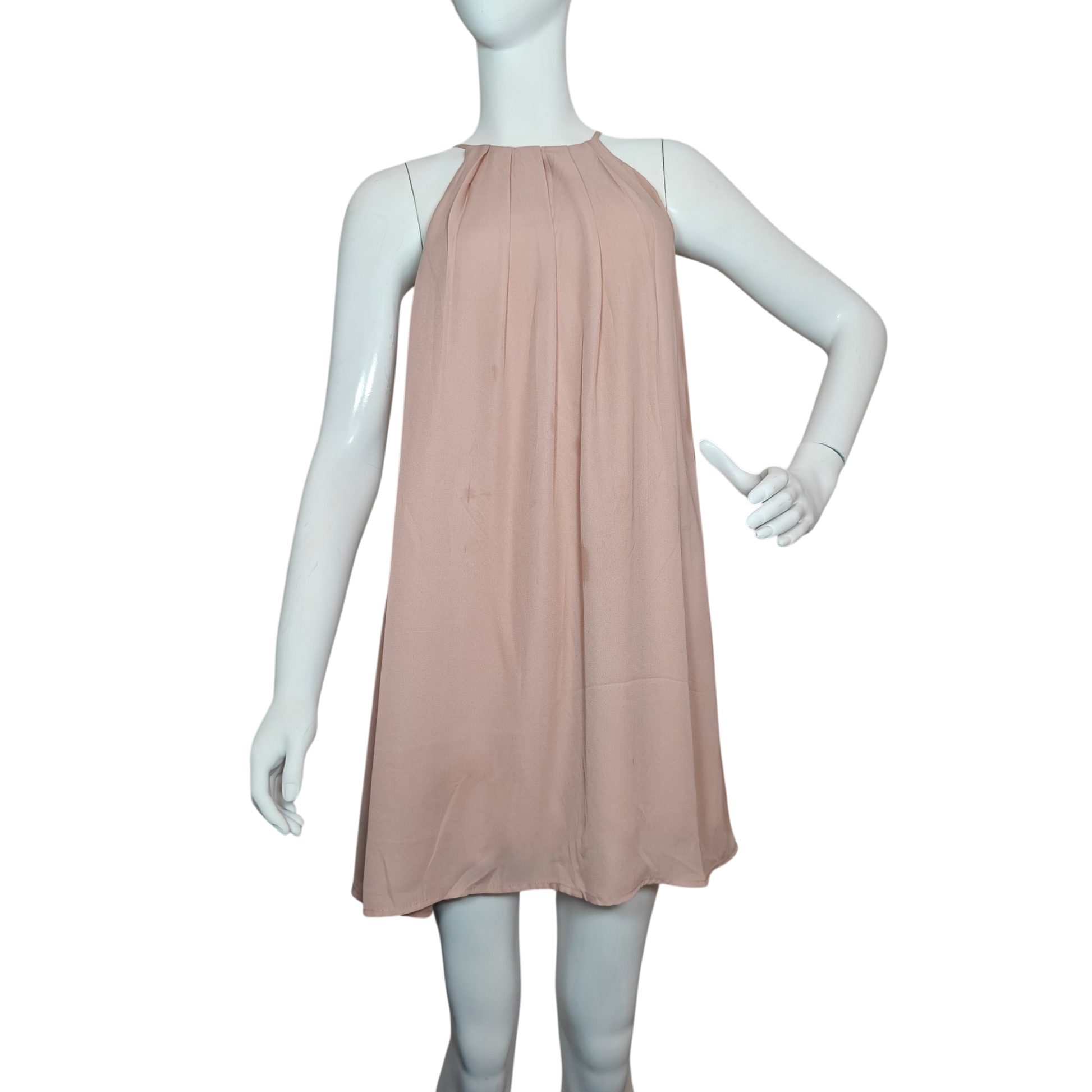 Blush Pink Solid Flowy Sleeveless Mini Dress