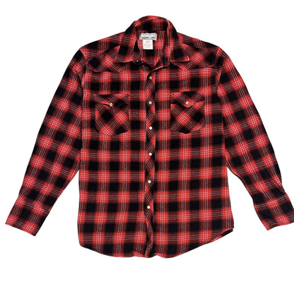 Red and Black Plaid Snap Button Flannel Shirt