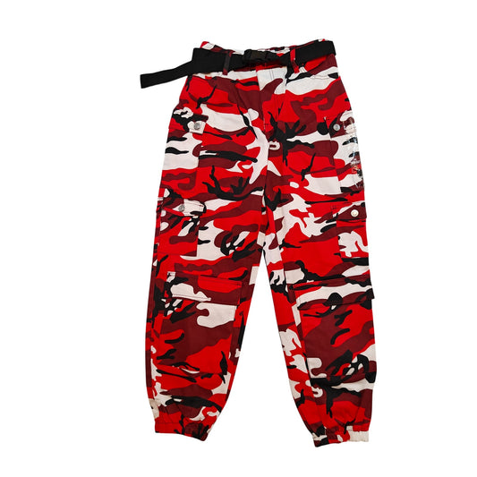 Red Camo High Rise Cargo Joggers
