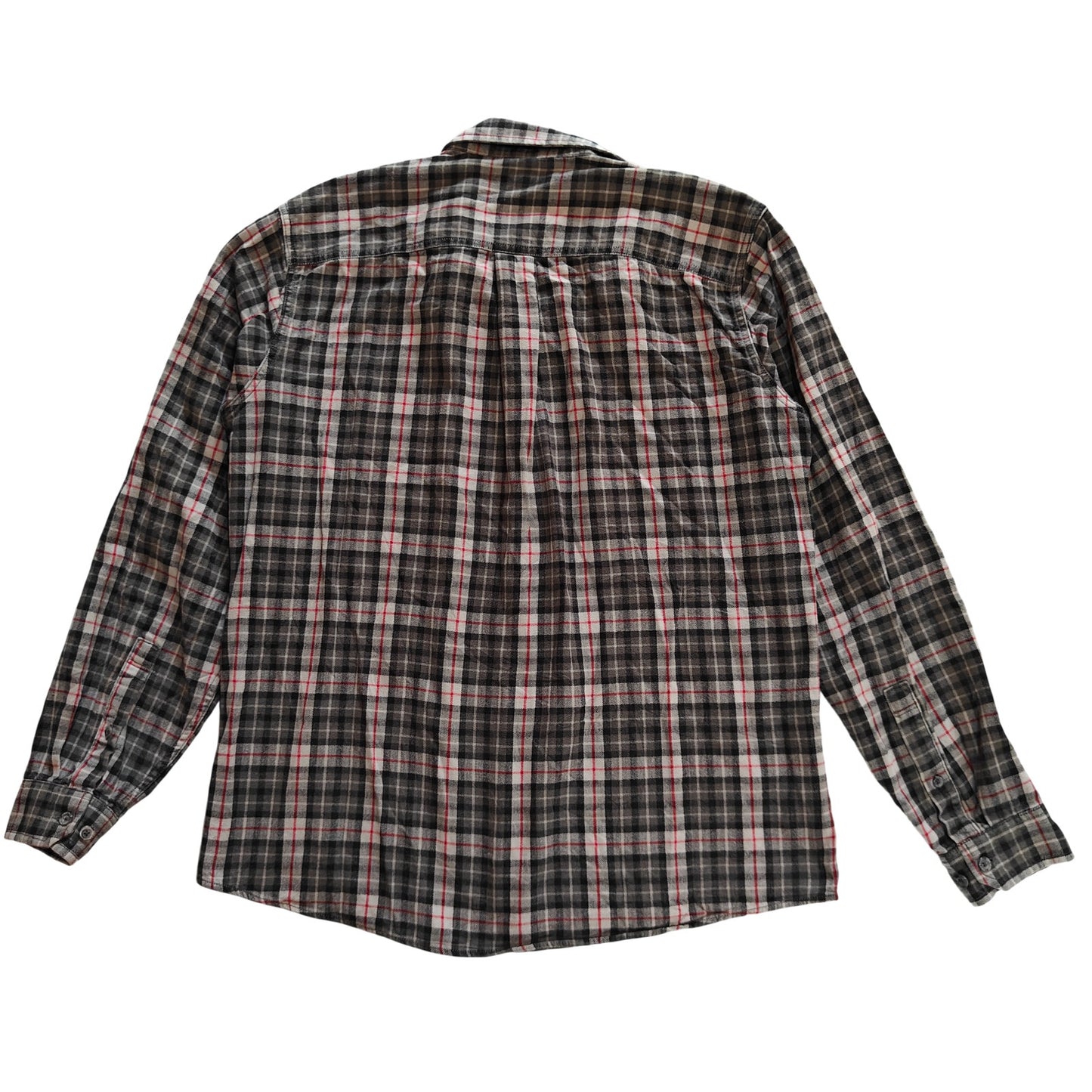 Classic Fit Gray Plaid Flannel Button-Down Shirt