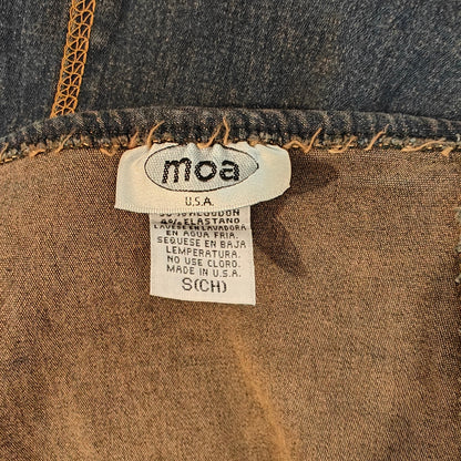 Denim Midi Skirt with Raw Hem