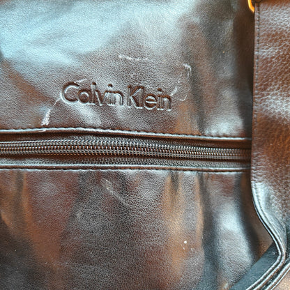 Black Faux Leather Weekender Travel Bag