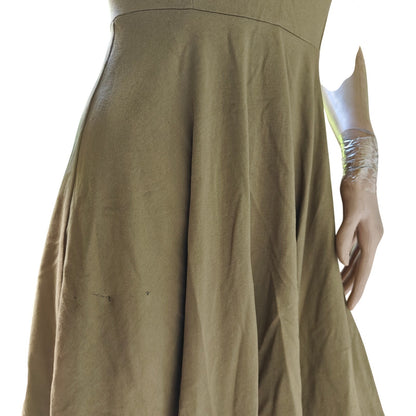 Olive Green Fit & Flare Spaghetti Strap Mini Dress