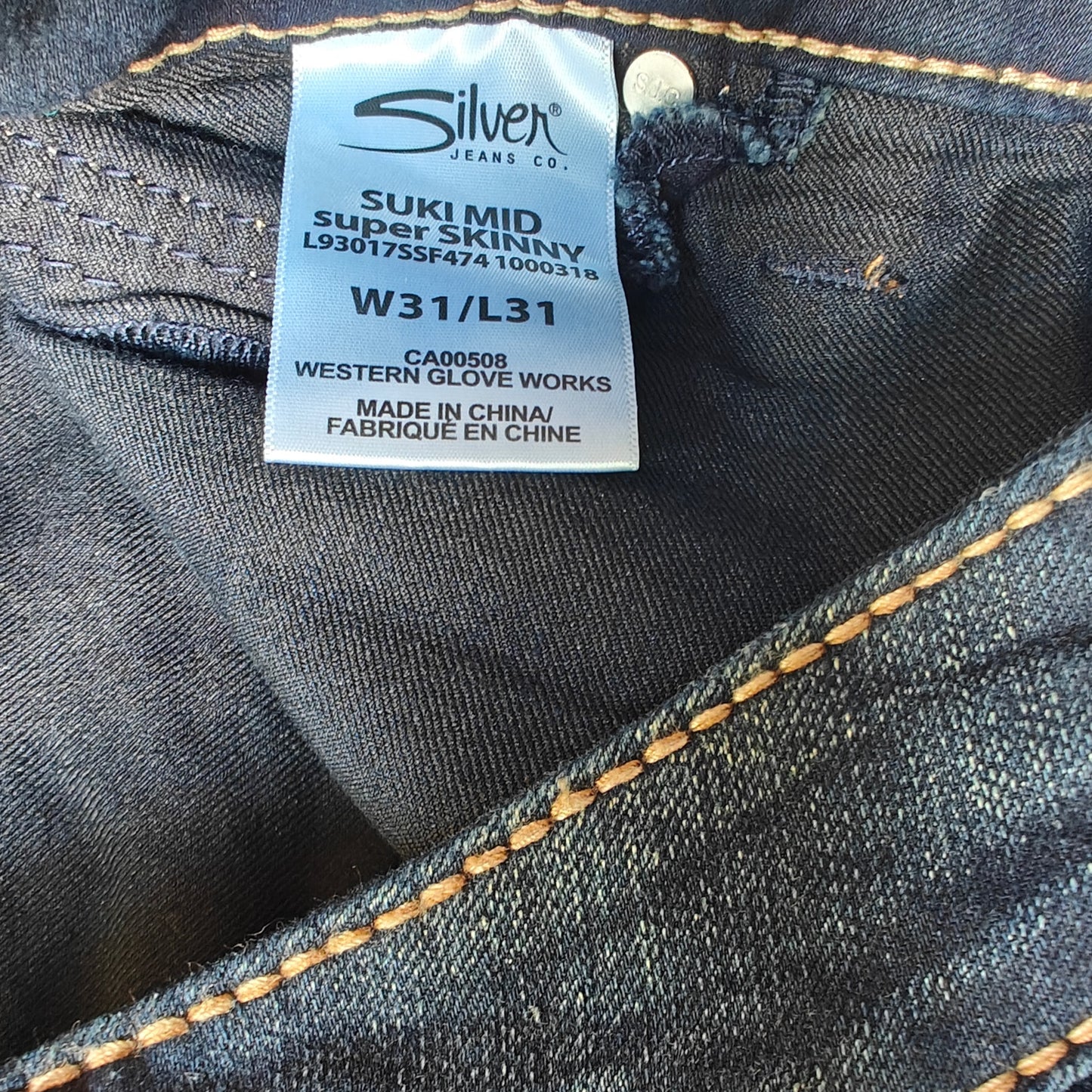 NWT Silver Jeans Suki Mid Super Skinny Dark Wash Jeans Womens 31x31