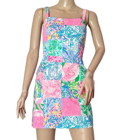 Pink Patchwork Smocked Mini Dress
