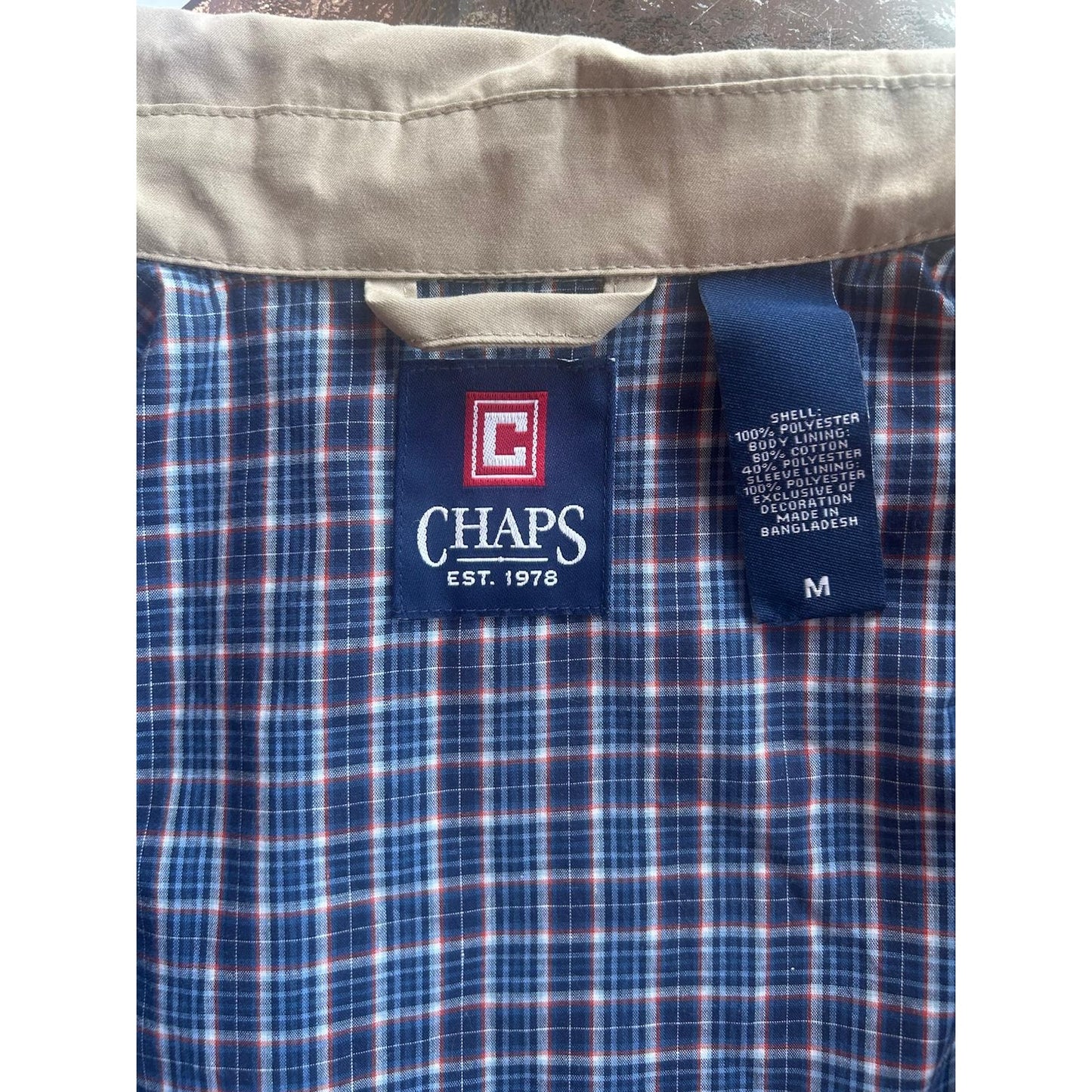 Tan Zip-Up Plaid-Lined Jacket