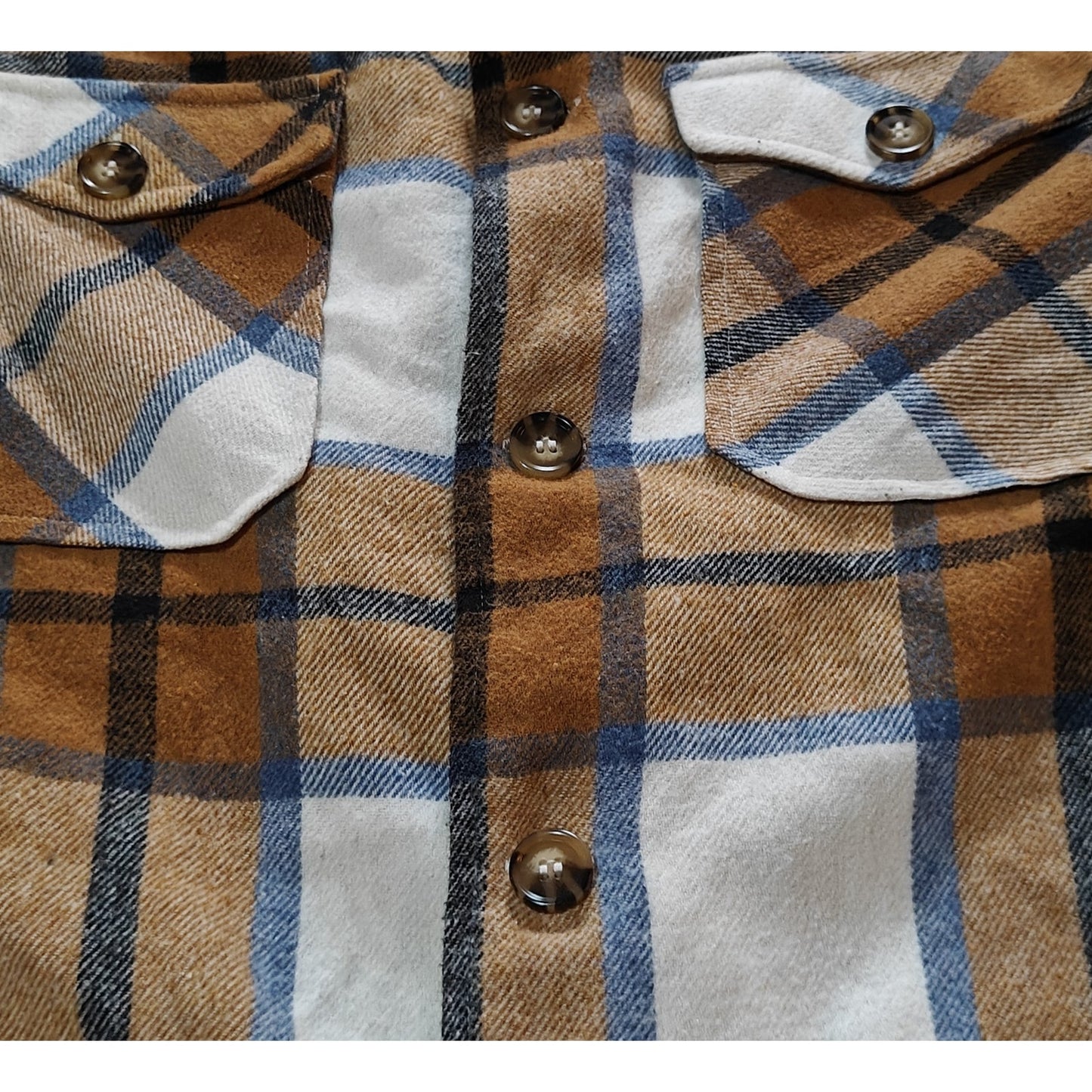 Khaki Plaid Shacket Jacket With Side Pockets