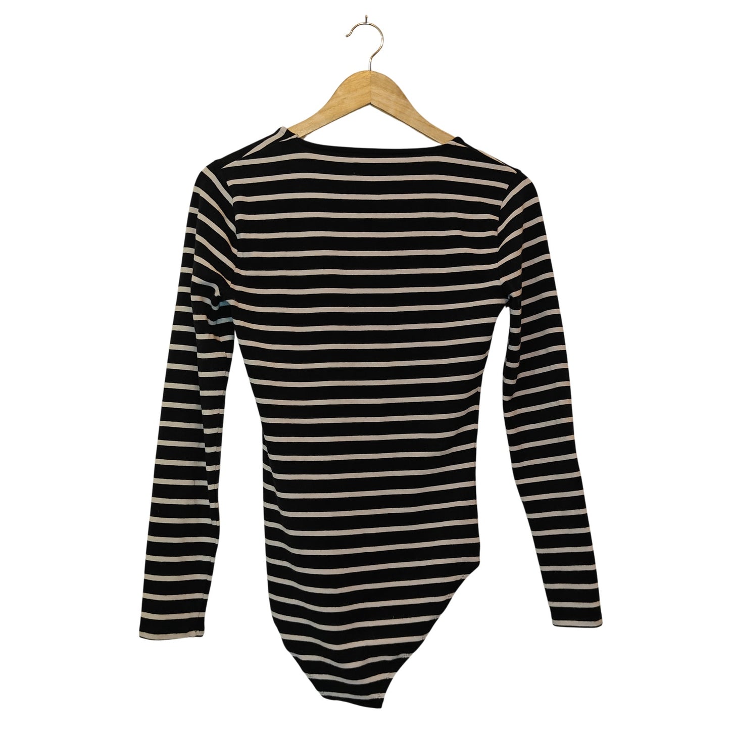 Black and White Stripe Long-Sleeve Bodysuit