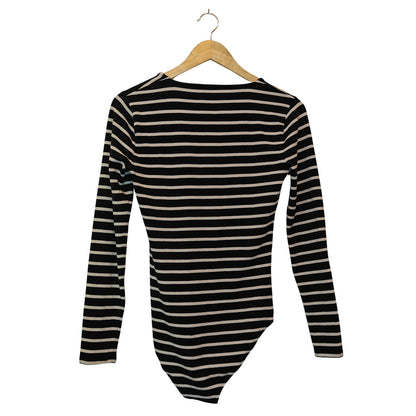 Black and White Stripe Long-Sleeve Bodysuit