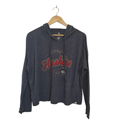 UConn Huskies Hooded Tee XL Colosseum Women's Lightweight Hoodie Shirt Blue