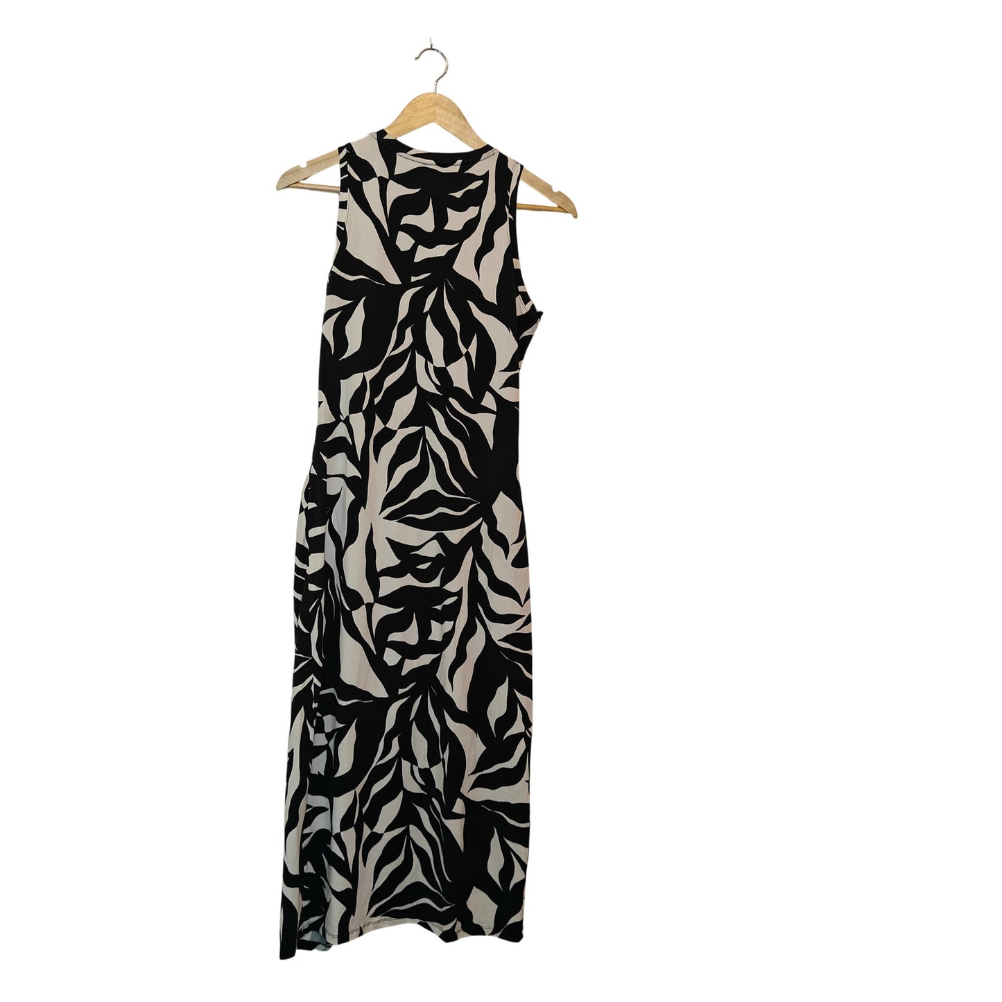 Black and White Abstract Print Midi Dress