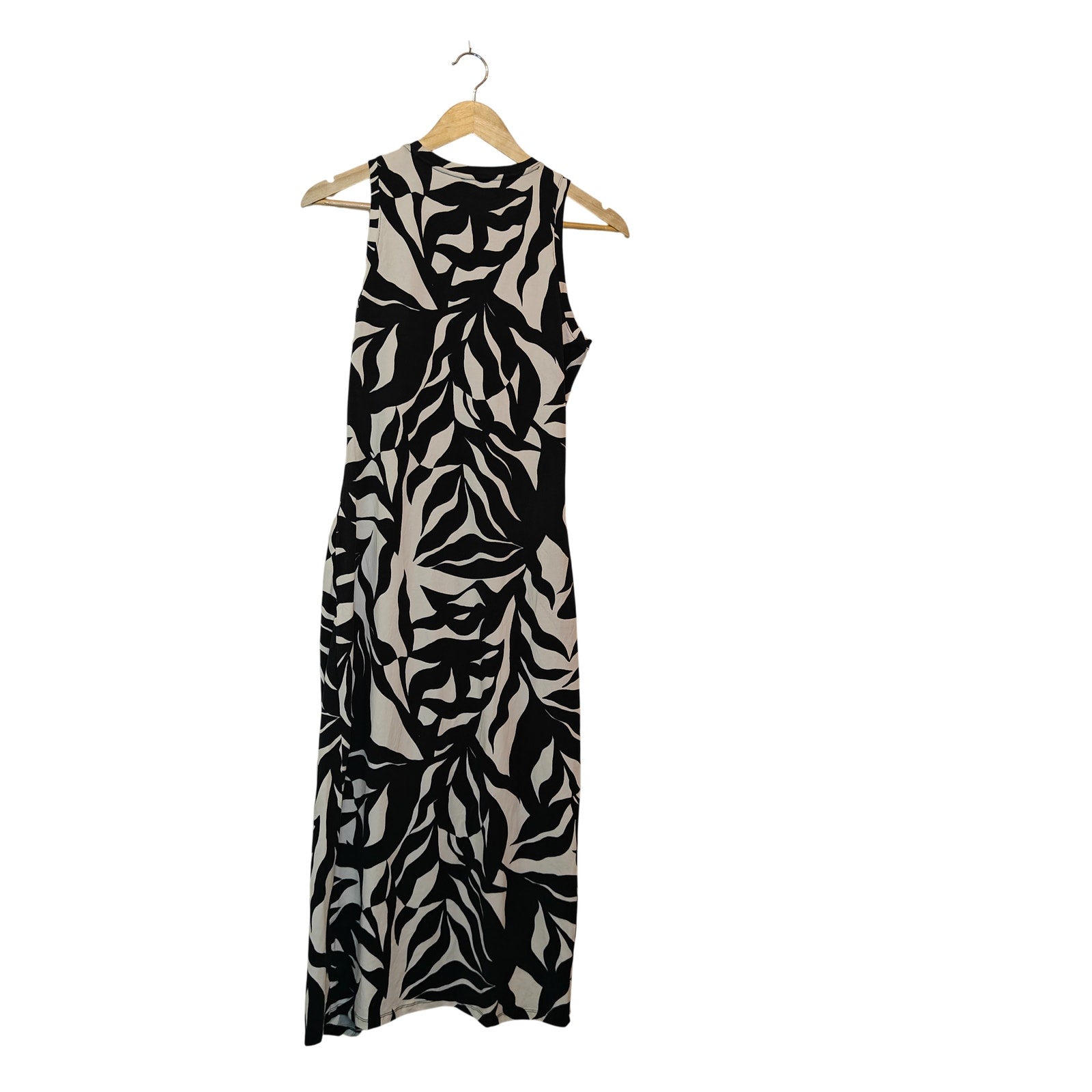 Black and White Abstract Print Midi Dress