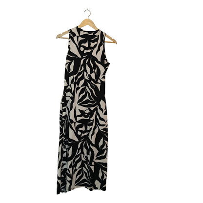 Black and White Abstract Print Midi Dress