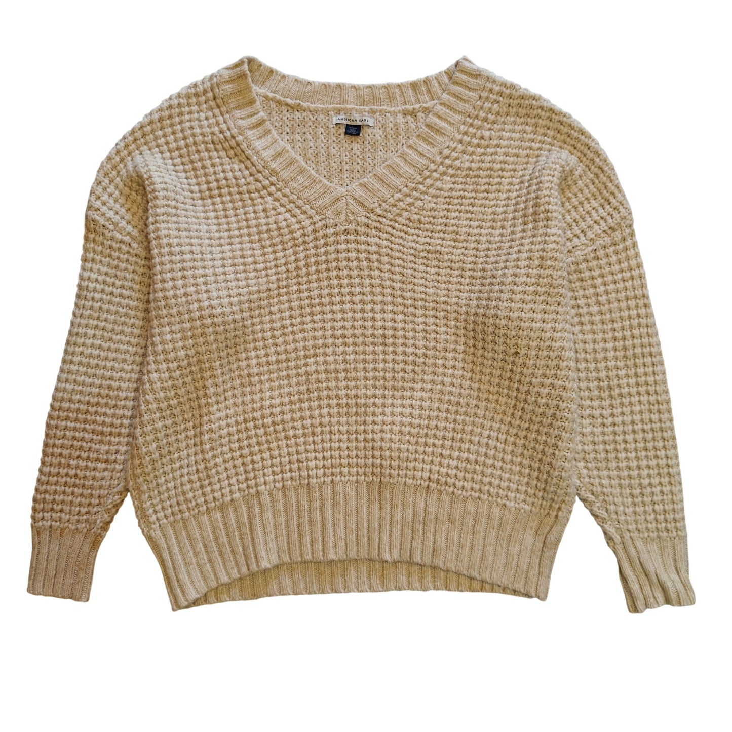 Cream Chunky Knit V-Neck Sweater