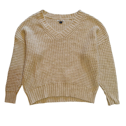 Cream Chunky Knit V-Neck Sweater