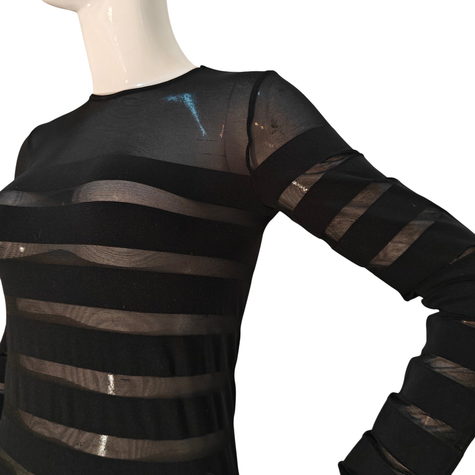 Black Sheer Stripe Bodycon Mini Dress