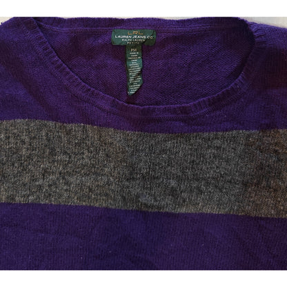 Purple and Gray Stripe Cashmere Blend Sweater