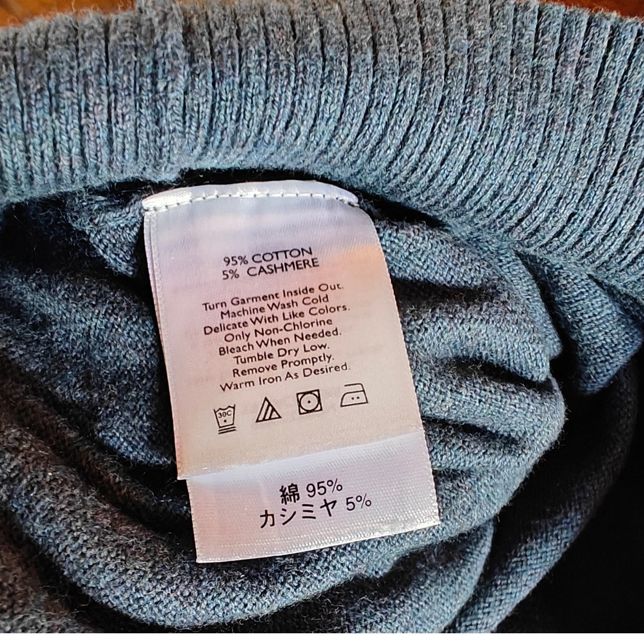 Blue Cotton Cashmere Quarter Zip Sweater